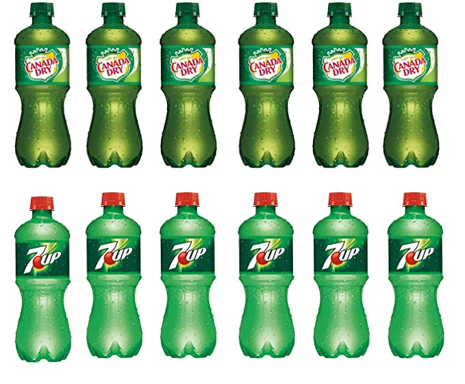 LUV BOX-Variety Soft Drinks Pack , 20 oz , Pack of 12,CANADA DRY GINGER ALE , 7UP - 370621491670