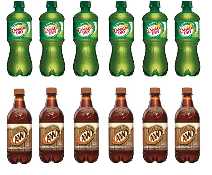  LUV BOX-Variety Soft Drinks Pack , 20 oz , Pack of 12,CANADA DRY GINGER ALE , A&W ROOT BEER  - 370621491687