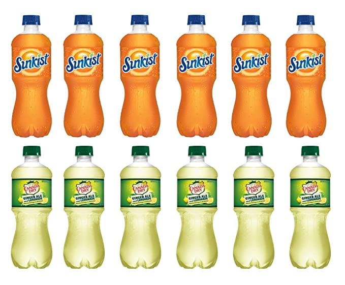  LUV BOX-Variety Soft Drinks Pack , 20 oz , Pack of 12,SUNKIST ORANGE , CANADA DRY GINGER ALE AND LEMONADE  - 370621491717