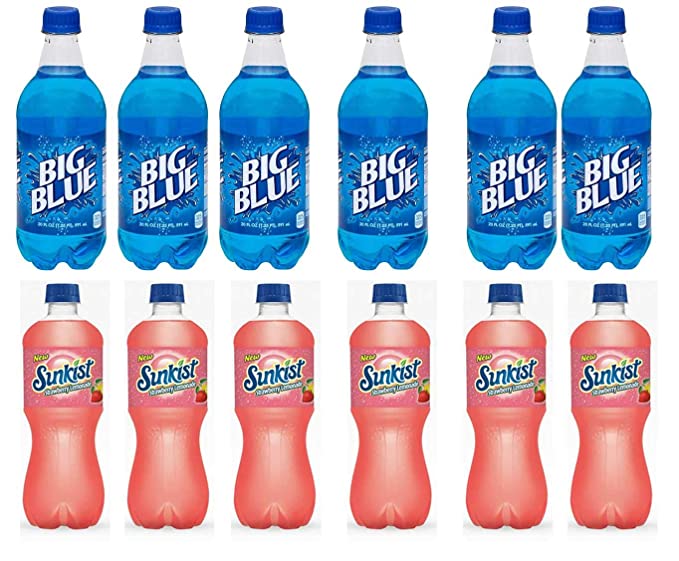  LUV BOX-Variety Soft Drinks Pack , 20 oz , Pack of 12,Big Blue , Sunkist Strawberry Lemonade  - 370621492042