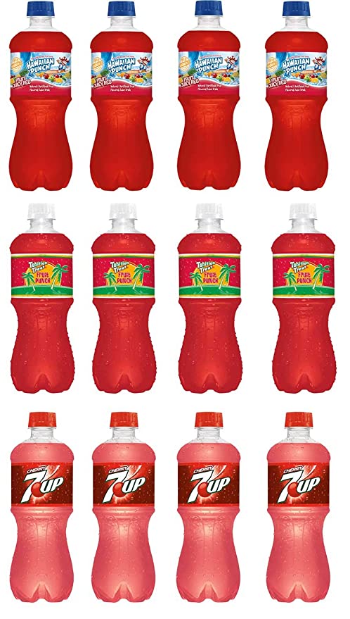  LUV BOX-Variety Soft Drinks Pack , 20 oz , Pack of 12, HAWAIIAN PUNCH FRUIT JUICY RED JUICE DRINK , 7UP CHERRY , TAHITIAN TREAT FRUIT PUNCH  - 370621493827