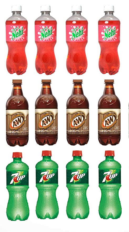  LUV BOX-Variety Soft Drinks Pack , 20 oz , Pack of 12, 7UP , A&W ROOT BEER , Nehi Peach  - 370621494091