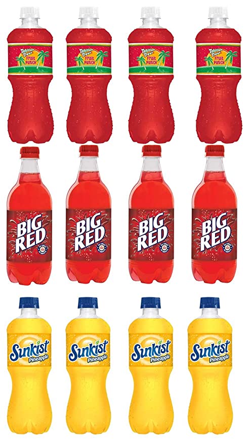  LUV BOX-Variety Soft Drinks Pack , 20 oz , Pack of 12, TAHITIAN TREAT FRUIT PUNCH , Big Red , SUNKIST PINEAPPLE  - 370621494510