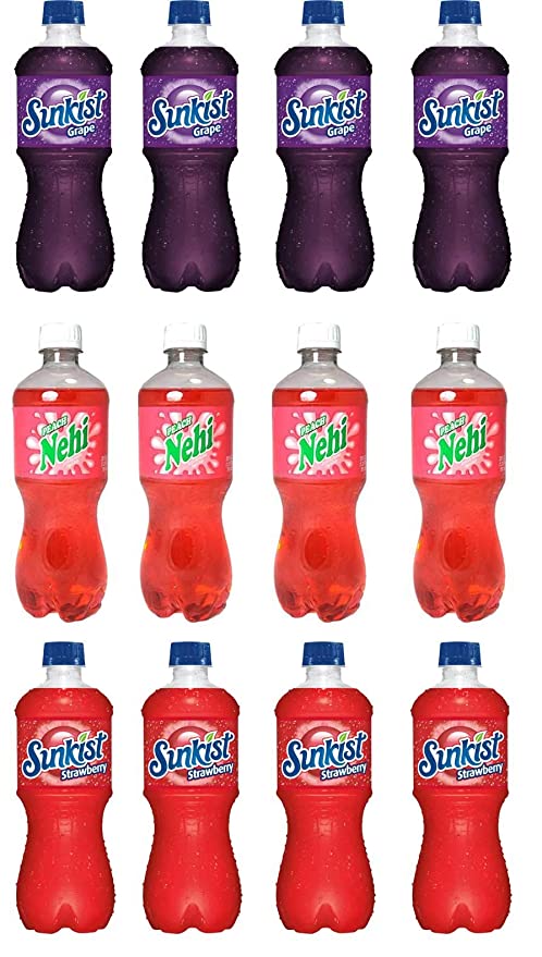 LUV BOX-Variety Soft Drinks Pack , 20 oz , Pack of 12, SUNKIST GRAPE , Nehi Peach , SUNKIST STRAWBERRY - 370621494732