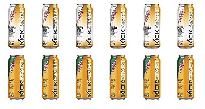  LUV BOX - Variety Mtn Dew Kickstart pack , 16 oz Bottles , pack of 12 , Pineapple Orange Mango , Mango Lime  - 370621497917