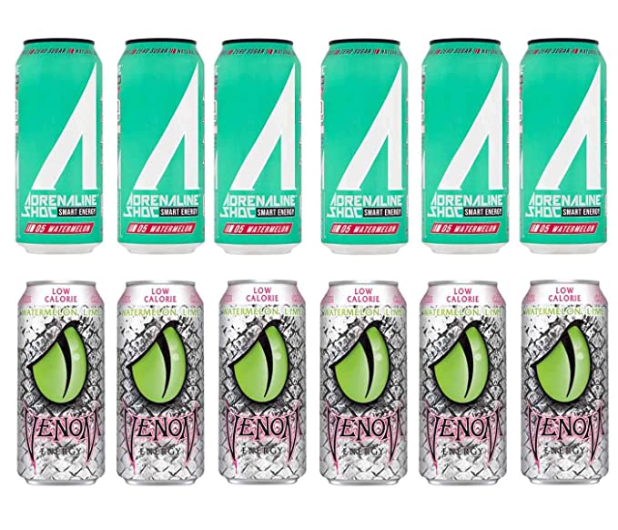  LUV BOX- variety Energy drink 16 oz. pack of 12 , Adrenaline Shoc Smart Energy Watermelon, VENOM LOW CALORIE WATERMELON LIME ENERGY DRINK. BY Evaxo  - 370621568495