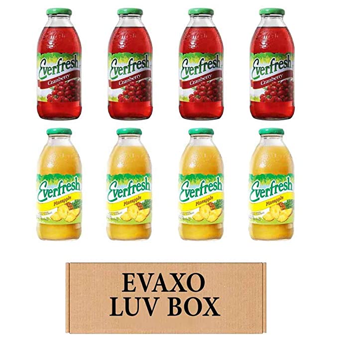  LUV BOX- variety Everfresh Juice 16 oz. pack of 8 , Everfresh Cranberry , Everfresh Pineapple Juice. by evaxo  - 370621591714