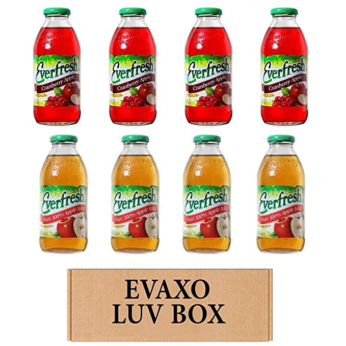  LUV BOX- variety Everfresh Juice 16 oz. pack of 8 , Everfresh Cranberry Apple , Everfresh 100% Apple Juice. by evaxo  - 370621592049