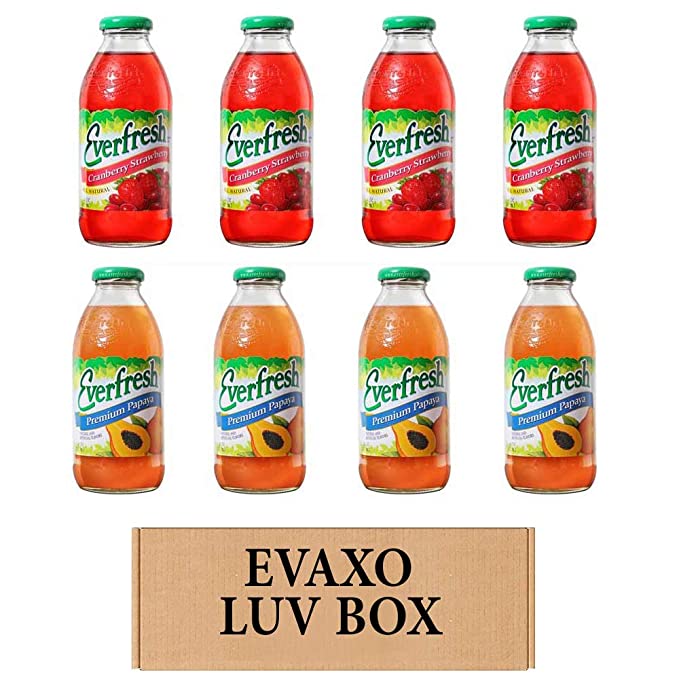  LUV BOX- variety Everfresh Juice 16 oz. pack of 8 , Everfresh Cranberry Strawberry , Everfresh Premium Papaya. by evaxo  - 370621592254