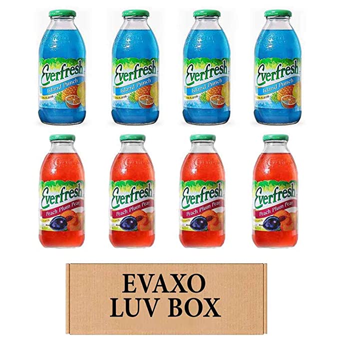  LUV BOX- variety Everfresh Juice 16 oz. pack of 8 , Everfresh Island Punch , Everfresh Peach Plum Pear. by evaxo  - 370621592742