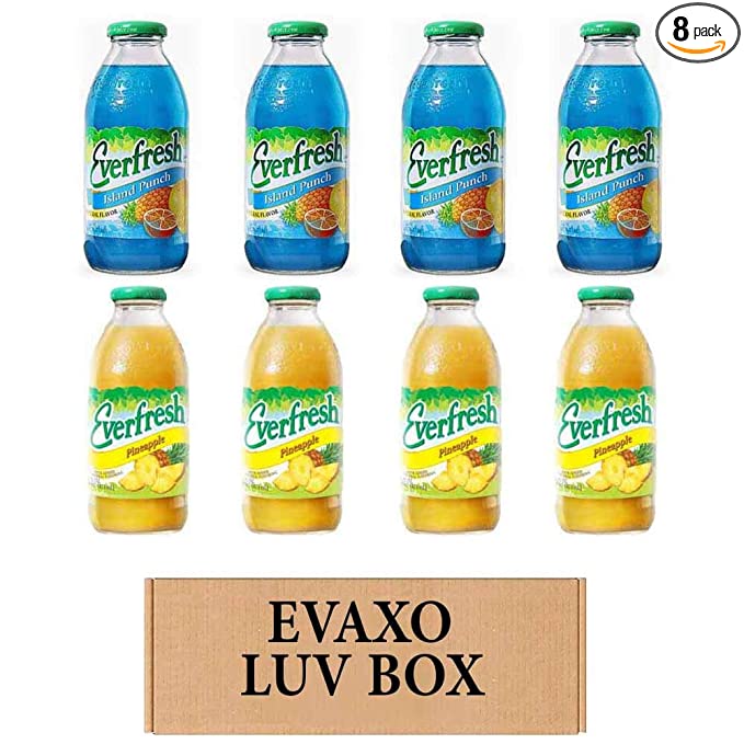 LUV BOX- variety Everfresh Juice 16 oz. pack of 8 , Everfresh Island Punch , Everfresh Pineapple Juice. by evaxo - 370621592827