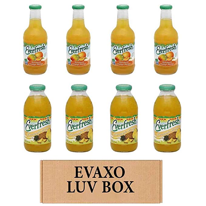LUV BOX- variety Everfresh Juice 16 oz. pack of 8 , Everfresh Mandarin Orange Mango , Everfresh Pineapple Mango. by evaxo - 370621593008
