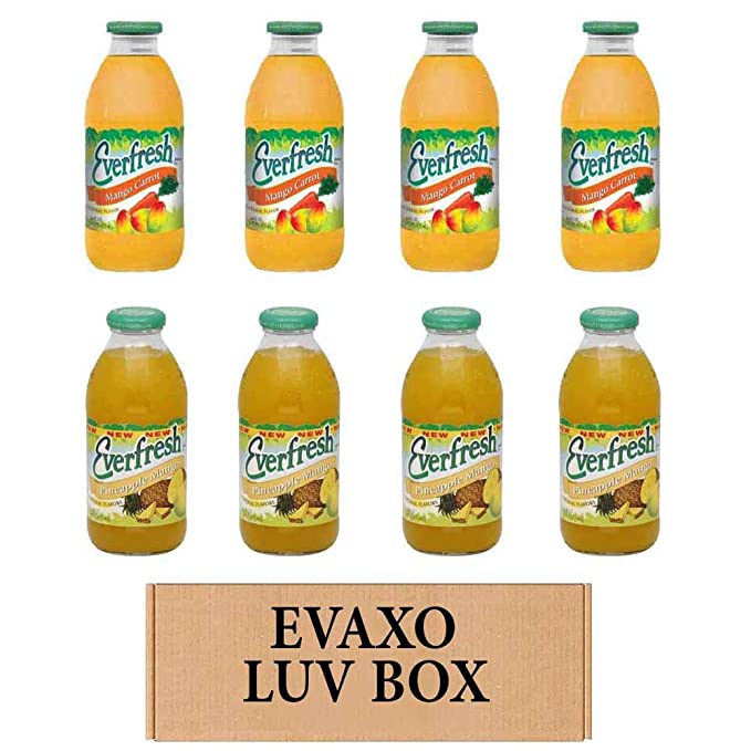  LUV BOX- variety Everfresh Juice 16 oz. pack of 8 , Everfresh Mango Carrot , Everfresh Pineapple Mango. by evaxo  - 370621593244