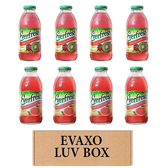  LUV BOX- variety Everfresh Juice 16 oz. pack of 8 , Everfresh Kiwi Strawberry , Everfresh Ruby Red Grapefruit. by evaxo  - 370621593480