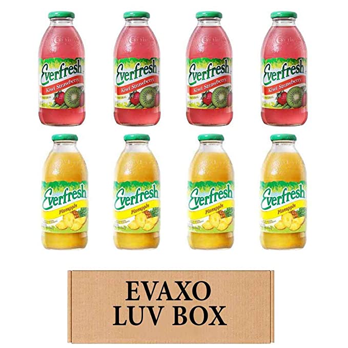 LUV BOX- variety Everfresh Juice 16 oz. pack of 8 , Everfresh Kiwi Strawberry , Everfresh Pineapple Juice. by evaxo - 370621593671