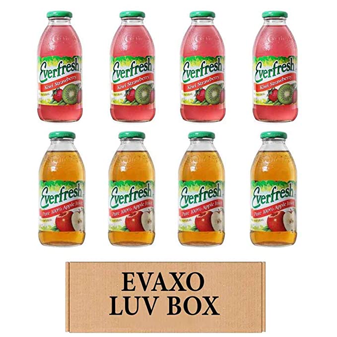  LUV BOX- variety Everfresh Juice 16 oz. pack of 8 , Everfresh Kiwi Strawberry , Everfresh 100% Apple Juice. by evaxo  - 370621593701