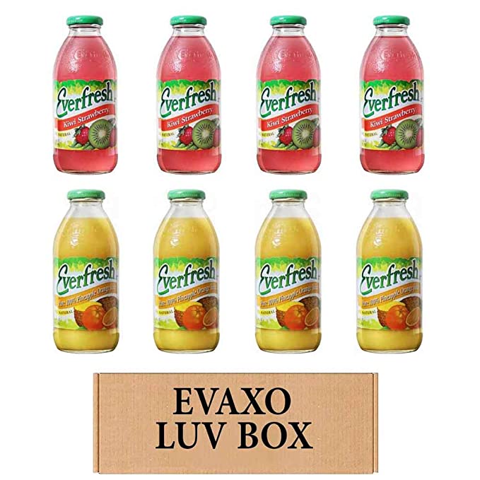 LUV BOX- variety Everfresh Juice 16 oz. pack of 8 , Everfresh Kiwi Strawberry , Everfresh 100% Pineapple Orange Juice. by evaxo - 370621593756
