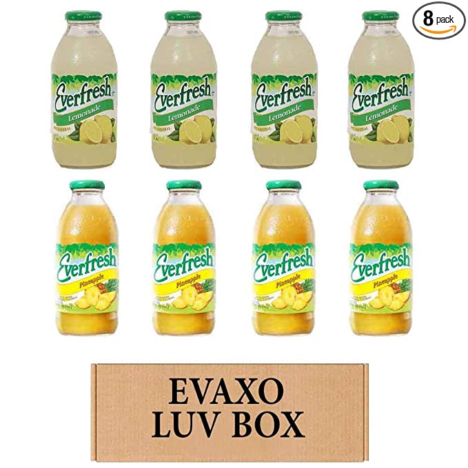  LUV BOX- variety Everfresh Juice 16 oz. pack of 8 , Everfresh Lemonade , Everfresh Pineapple Juice. by evaxo  - 370621593893