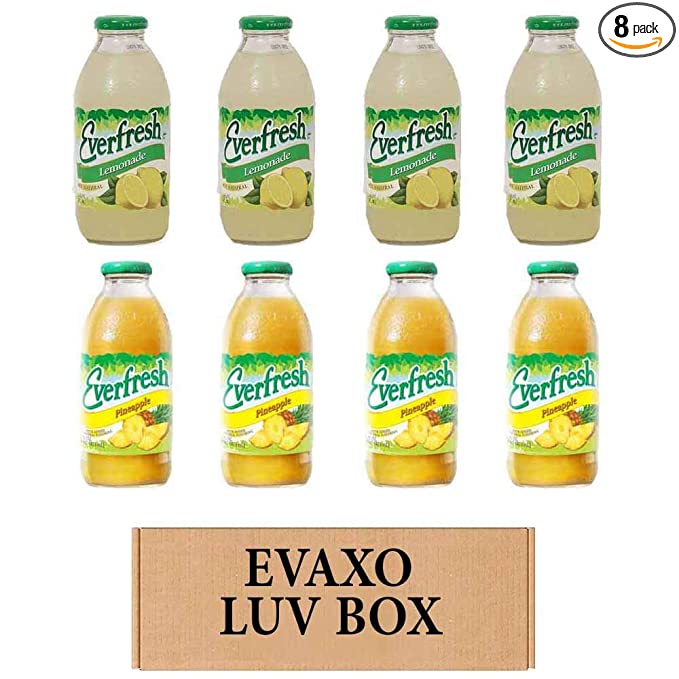 LUV BOX- variety Everfresh Juice 16 oz. pack of 8 , Everfresh Lemonade , Everfresh Pineapple Juice. by evaxo - 370621593893