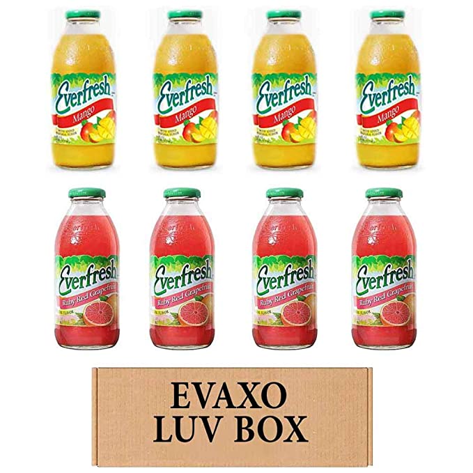LUV BOX- variety Everfresh Juice 16 oz. pack of 8 , Everfresh Mango , Everfresh Ruby Red Grapefruit. by evaxo - 370621594241