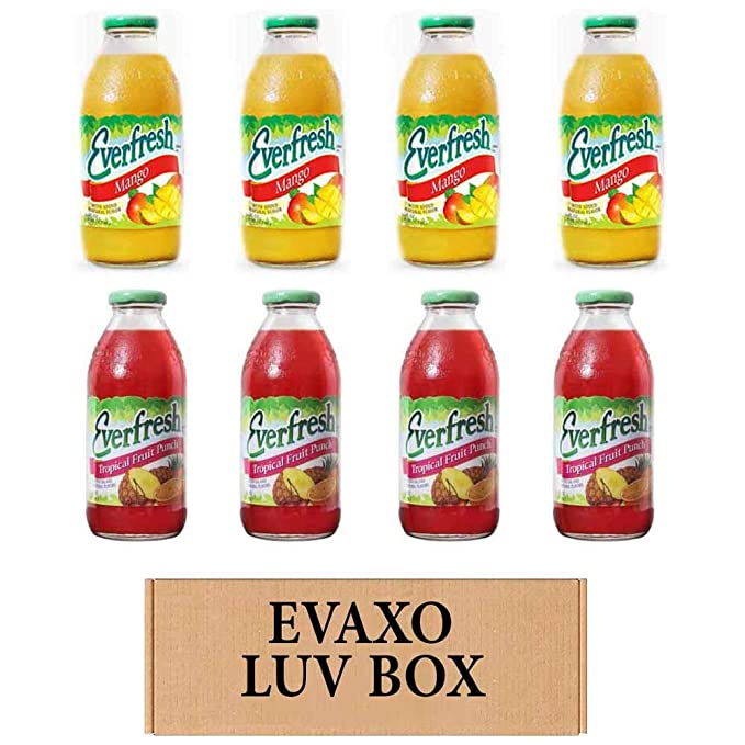 LUV BOX- variety Everfresh Juice 16 oz. pack of 8 , Everfresh Mango , Everfresh Tropical Fruit Punch. by evaxo - 370621594289