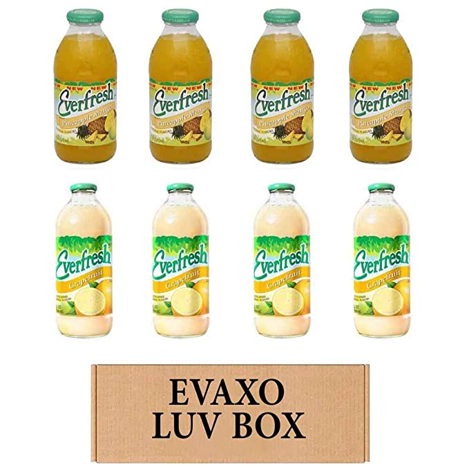  LUV BOX- variety Everfresh Juice 16 oz. pack of 8 , Everfresh Pineapple Mango , Everfresh Grapefruit Juice. by evaxo  - 370621595019