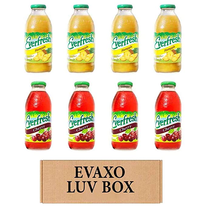 LUV BOX- variety Everfresh Juice 16 oz. pack of 8 , Everfresh Pineapple Juice , Everfresh Cherry. by evaxo - 370621595903