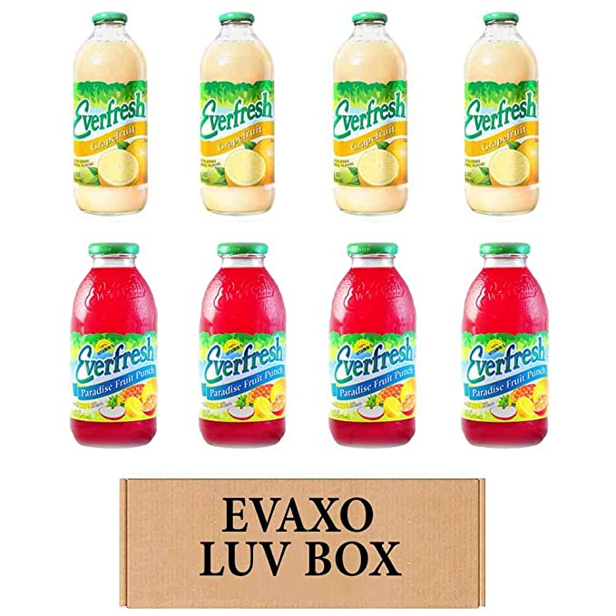 LUV BOX- variety Everfresh Juice 16 oz. pack of 8 , Everfresh Grapefruit Juice , Everfresh 100% Juice – Paradise Punch. by evaxo  - 370621596016