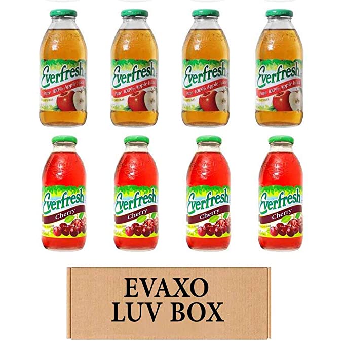 LUV BOX- variety Everfresh Juice 16 oz. pack of 8 , Everfresh 100% Apple Juice , Everfresh Cherry. by evaxo  - 370621596115