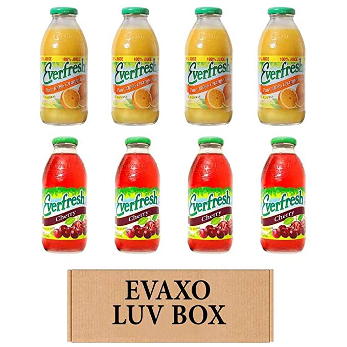 LUV BOX- variety Everfresh Juice 16 oz. pack of 8 , Everfresh 100% Orange Juice , Everfresh Cherry. by evaxo  - 370621596207