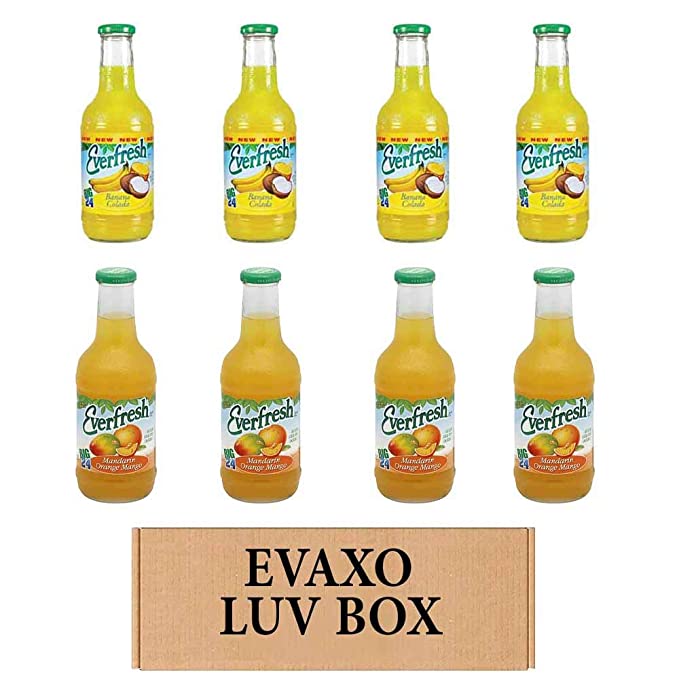 LUV BOX- variety Everfresh Juice 24 oz. pack of 8 , Everfresh Banana Colada , Everfresh Mandarin Orange Mango . by evaxo  - 370621596344