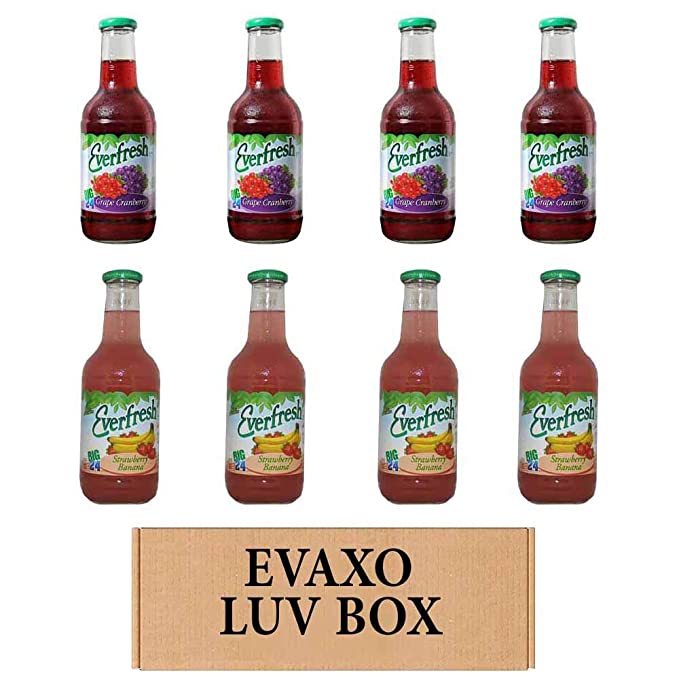 LUV BOX- variety Everfresh Juice 24 oz. pack of 8 , Everfresh Grape Cranberry , Everfresh Strawberry Banana .by evaxo  - 370621596528
