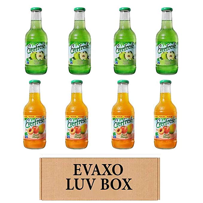  LUV BOX- variety Everfresh Juice 24 oz. pack of 8 , Everfresh Green Apple , Everfresh Peach Mango .by evaxo  - 370621596641
