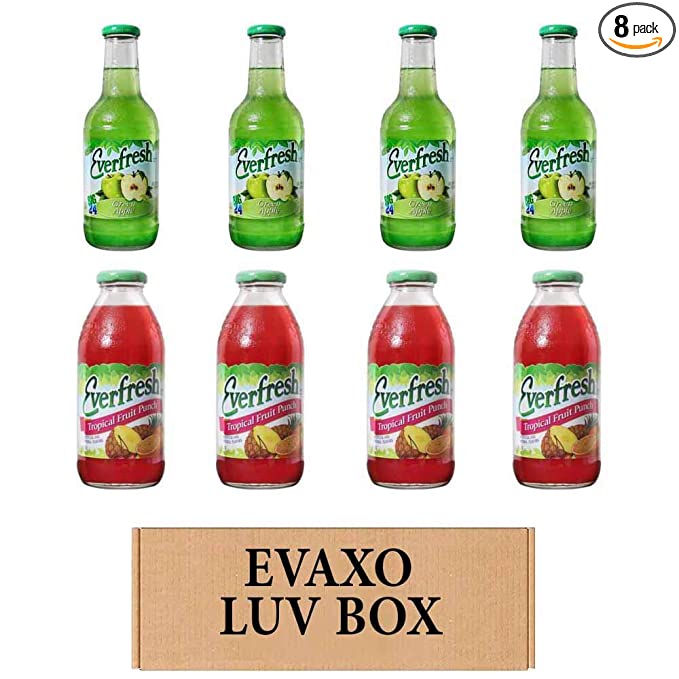  LUV BOX- variety Everfresh Juice 24 oz. pack of 8 , Everfresh Green Apple , Everfresh Tropical Fruit Punch .by evaxo  - 370621596672