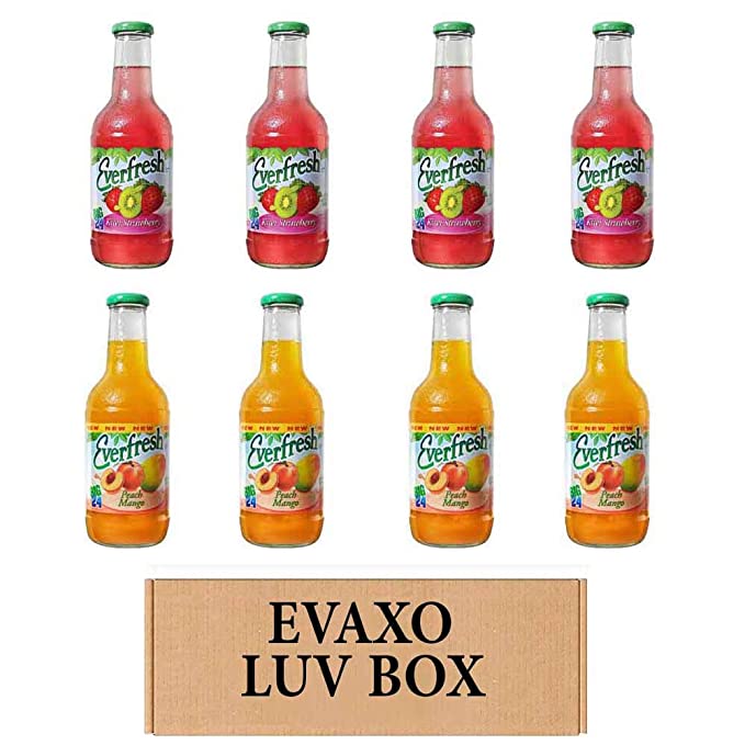 LUV BOX- variety Everfresh Juice 24 oz. pack of 8 , Everfresh Kiwi Strawberry , Everfresh Peach Mango .by evaxo  - 370621596894