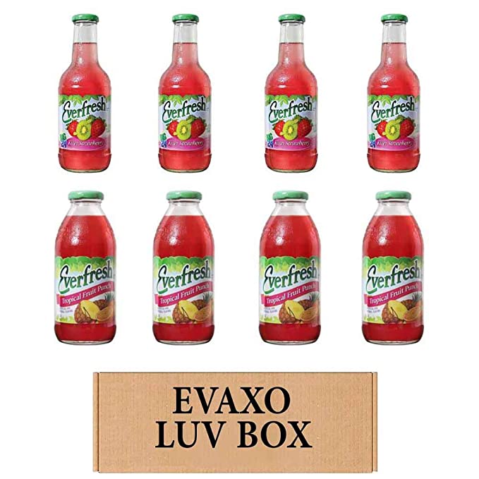 LUV BOX- variety Everfresh Juice 24 oz. pack of 8 , Everfresh Kiwi Strawberry , Everfresh Tropical Fruit Punch .by evaxo  - 370621596924
