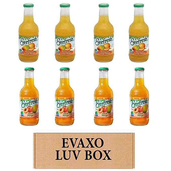 LUV BOX- variety Everfresh Juice 24 oz. pack of 8 , Everfresh Mandarin Orange Mango , Everfresh Peach Mango .by evaxo - 370621597006
