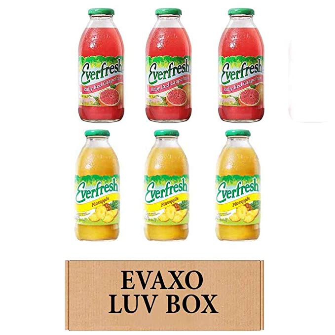  LUV BOX- variety Everfresh Juice 32 oz. pack of 6 , Everfresh Ruby Red Grapefruit , Everfresh Pineapple Juice .by evaxo  - 370621597891