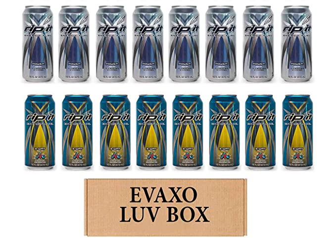  LUV BOX- Variety Rip It Energy Fuel Drinks 16 oz. pack of 16 , RIP IT Power Sugar Free , RIP IT 3-Way. by evaxo  - 370621598737