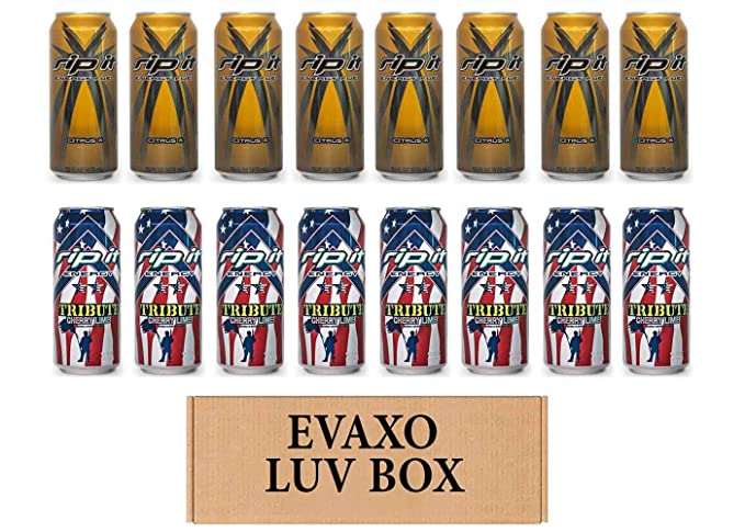 LUV BOX- Variety Rip It Energy Fuel Drinks 16 oz. pack of 16 , RIP IT Citrus X , RIP IT Tribute Cherry Lime. by evaxo - 370621598959