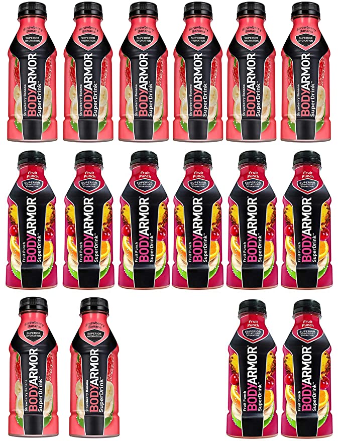 LUV-BOX Variety BODYARMOR Sports Drink pack of 16 , 16 fl oz ,Strawberry Banana , Fruit Punch  - 370621600171