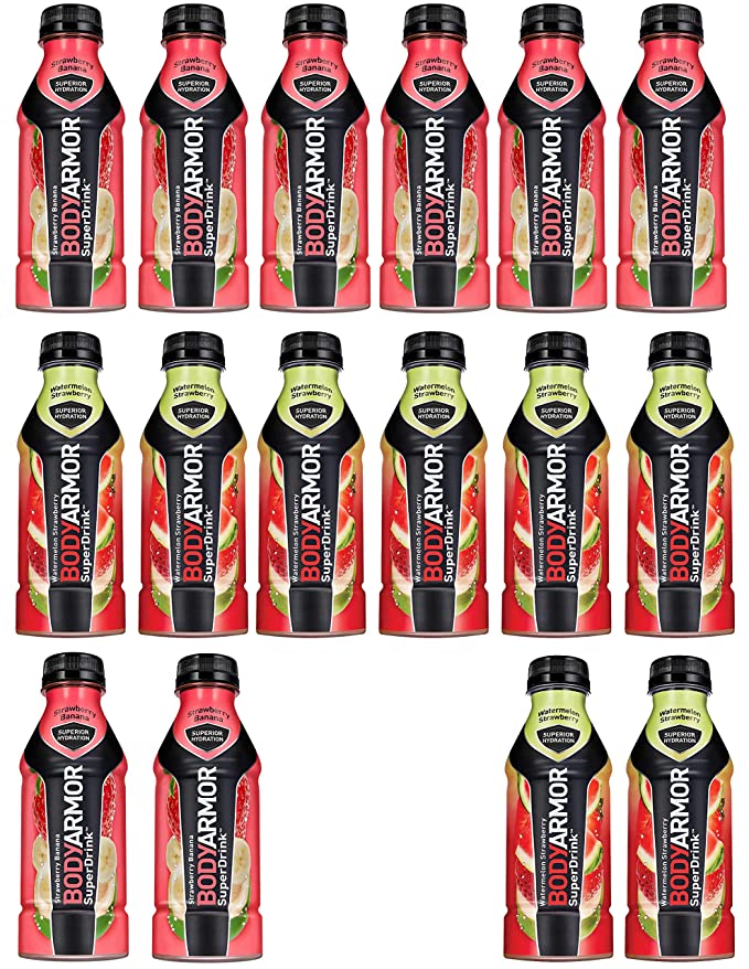 LUV-BOX Variety BODYARMOR Sports Drink pack of 16 , 16 fl oz ,Strawberry Banana , Watermelon Strawberry - 370621600218