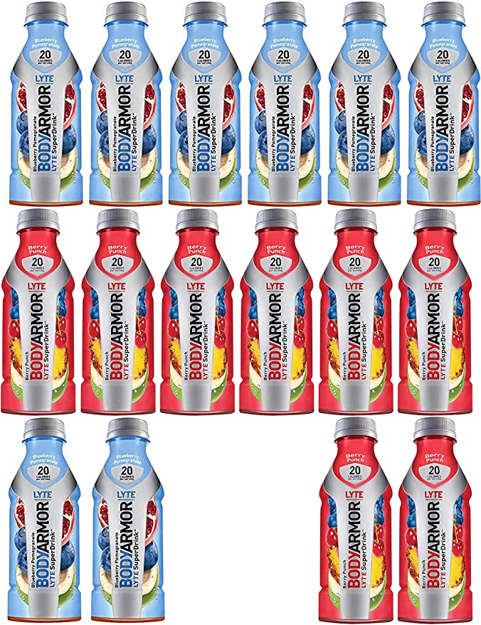 LUV-BOX Variety BODYARMOR LYTE Sports Drink pack of 16 , 16 fl oz , Blueberry Pomegranate , Berry Punch - 370621600805
