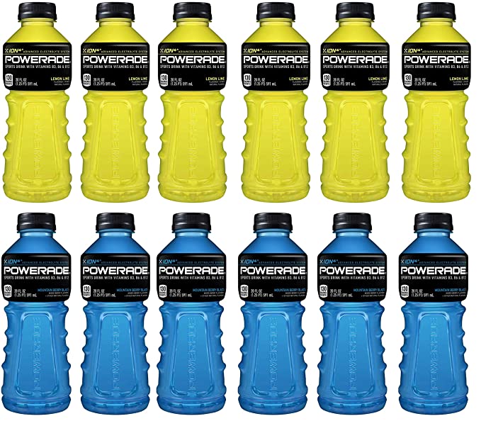 LUV-BOX Variety POWERADE Sports drink pack , pack of 12 , 20fl oz , Lemon Lime , Mountain Berry Blast - 370621601314