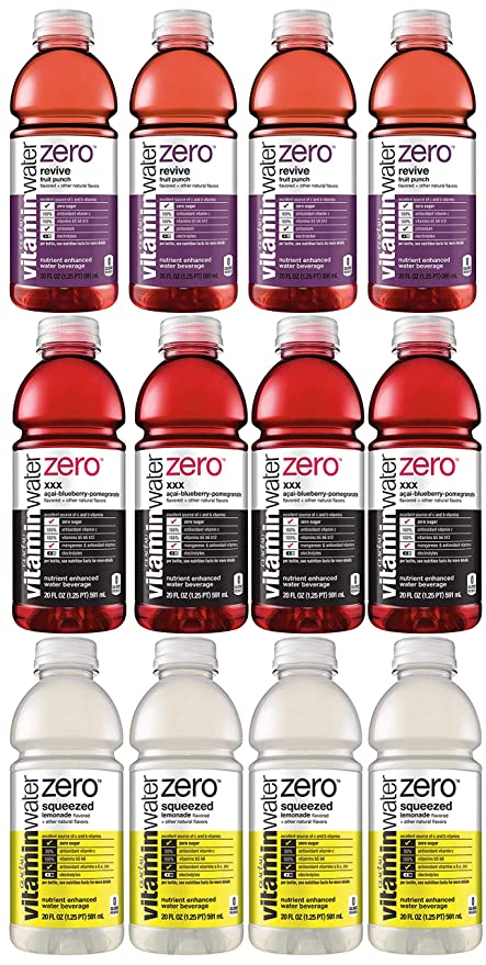 LUV-BOX Variety VITAMINWATER ZERO Sports drink pack , pack of 12 , 20fl oz , Revive , xxx , squeezed - 370621601758