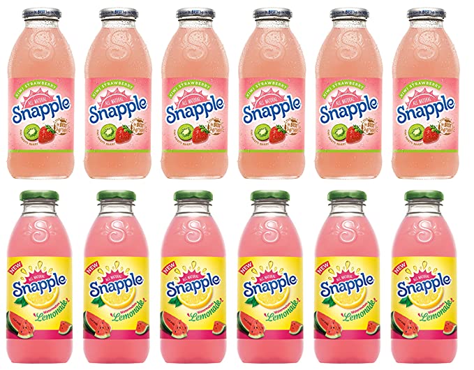  LUV-BOX Variety SNAPPLE Juice Drink pack , pack of 12 , 16 fl oz , KIWI STRAWBERRY , WATERMELON LEMONADE  - 370621602373
