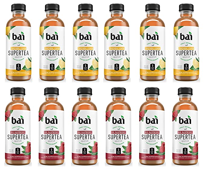 LUV-BOX Variety BAI ANTIOXIDANT SUPERTEA TEA pack , pack of 12 , 18 fl oz ,TANZANIA LEMON TEA , RIO RASPBERRY TEA - 370621604193