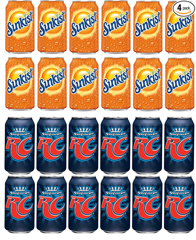  LUV-BOX Variety Soda pack , pack of 24 , 12 fl oz , SUNKIST ORANGE SODA , RC COLA  - 370621606074