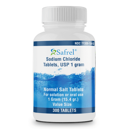 Safrel Sodium Chloride Tablets 1 gm USP | 300 Count | Normal Salt Tablets | (15.4gr.) - 371309154030