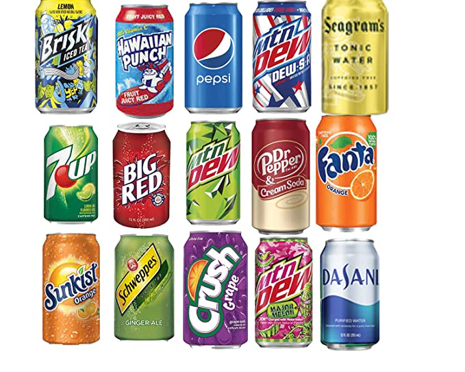 EVAXO LUV BOX VARIETY SODA CANS , ORIGINAL 12 OZ , PACK OF 15 (RC , MTN , MTN MAJOR MELON , BRISK , 7 UP , BIG RED , DR PEPPER ORIGINAL & CREAM SODA , FANTA ORANGE , SCHWEPPES GINGER ALE , CRUSH GRAPE , SEAGRAM'S TONIC WATER , FRESCA , SUNKIST ORANGE , S - 384921868032